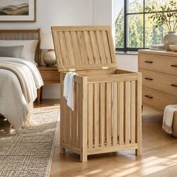 Reliable Laundry Basket with Solid Wood Construction 50x35x60 cm