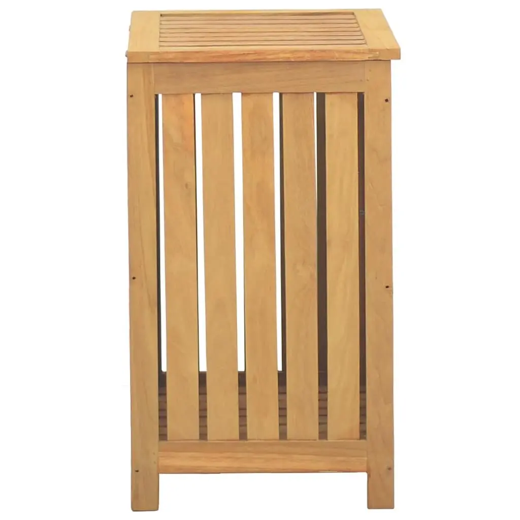 Laundry Basket Solid Wood Wash Bin Storage 50x35x60 cm Slatted Design Brown