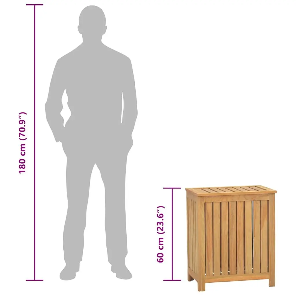 Laundry Basket Solid Wood Wash Bin Storage 50x35x60 cm Slatted Design Brown