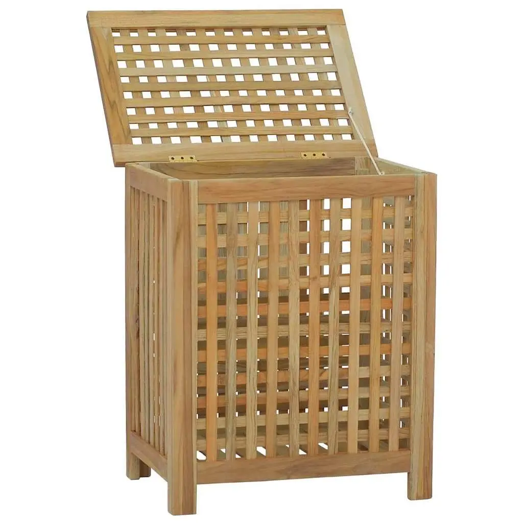 Laundry Basket Storage 50x35x60 cm Solid Teak Wood Brown