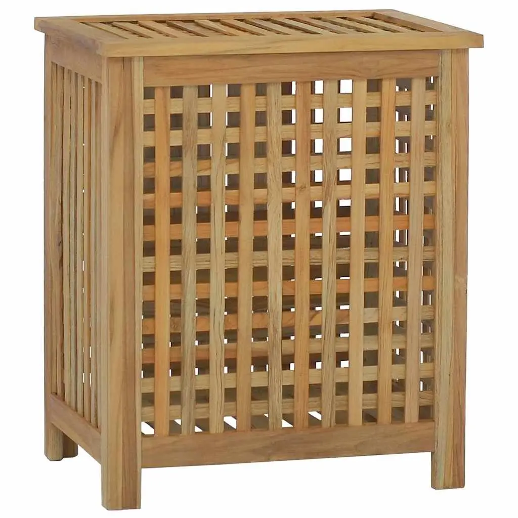 Laundry Basket Storage 50x35x60 cm Solid Teak Wood Brown