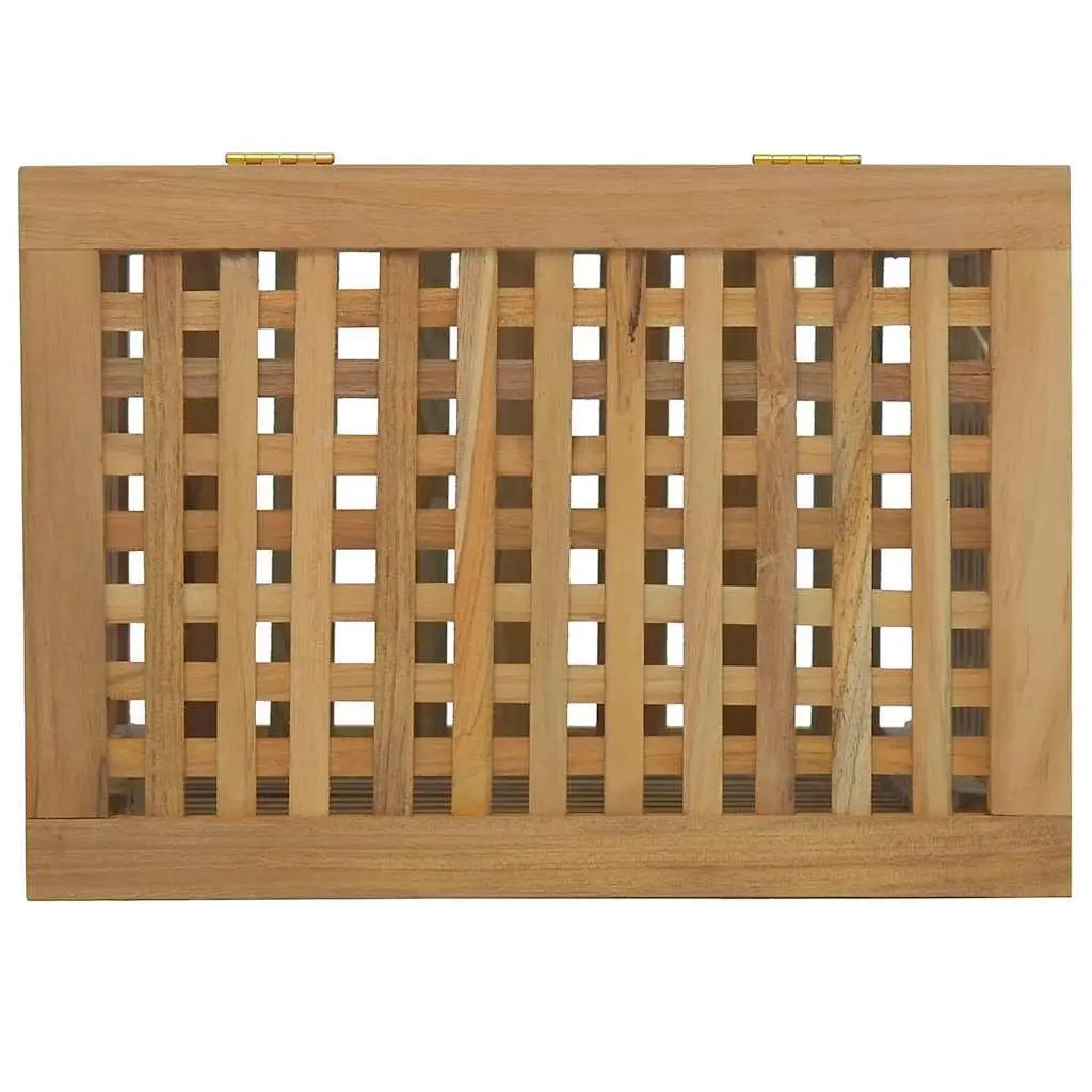 Laundry Basket Storage 50x35x60 cm Solid Teak Wood Brown