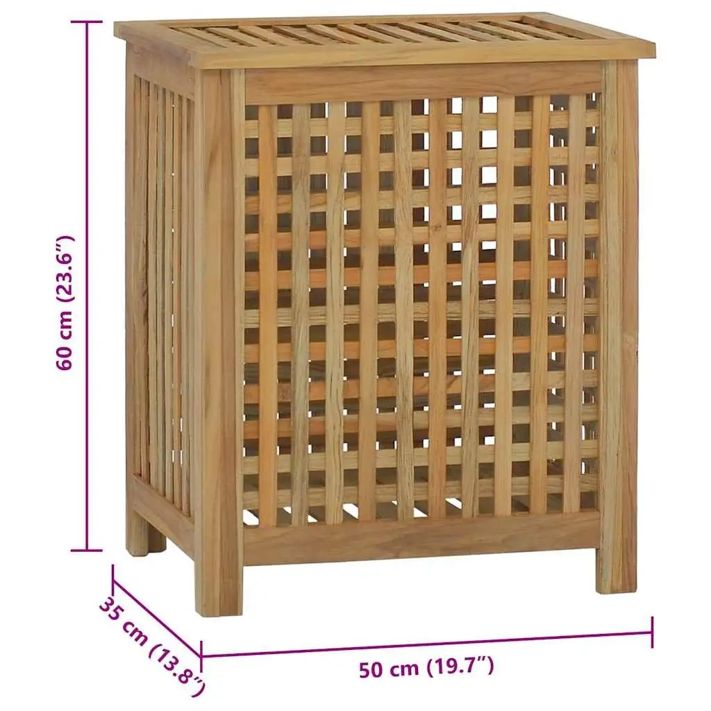 Laundry Basket Storage 50x35x60 cm Solid Teak Wood Brown