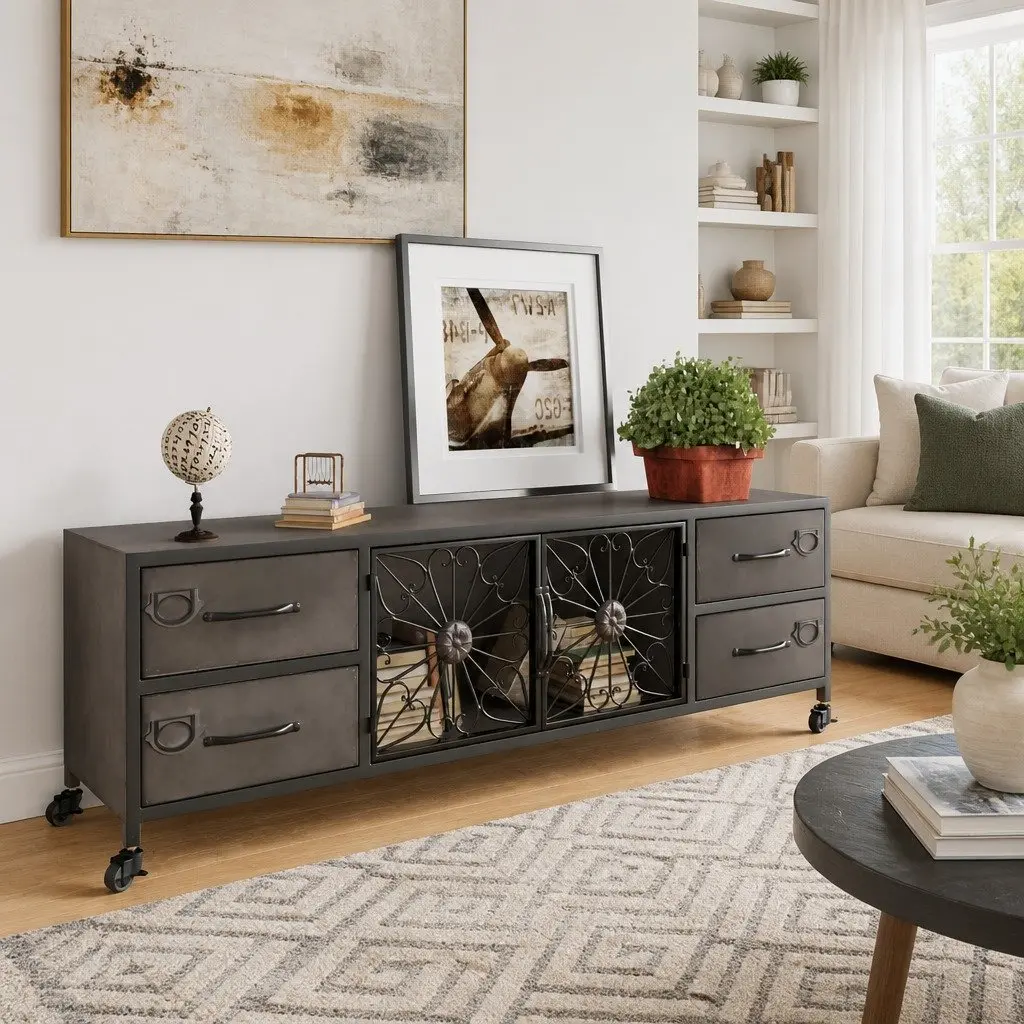 Silver TV Cabinet with Ample Storage