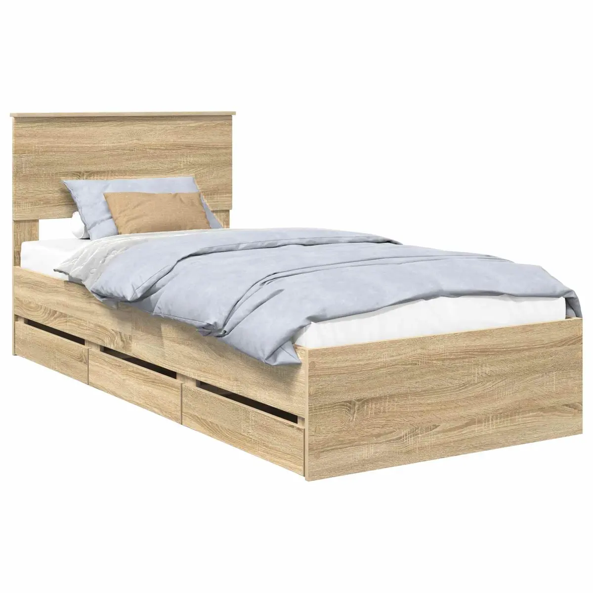 Bed Frame with Storage Drawer Sonoma Oak 90 x 190 cm Engineered Wood Bedroom