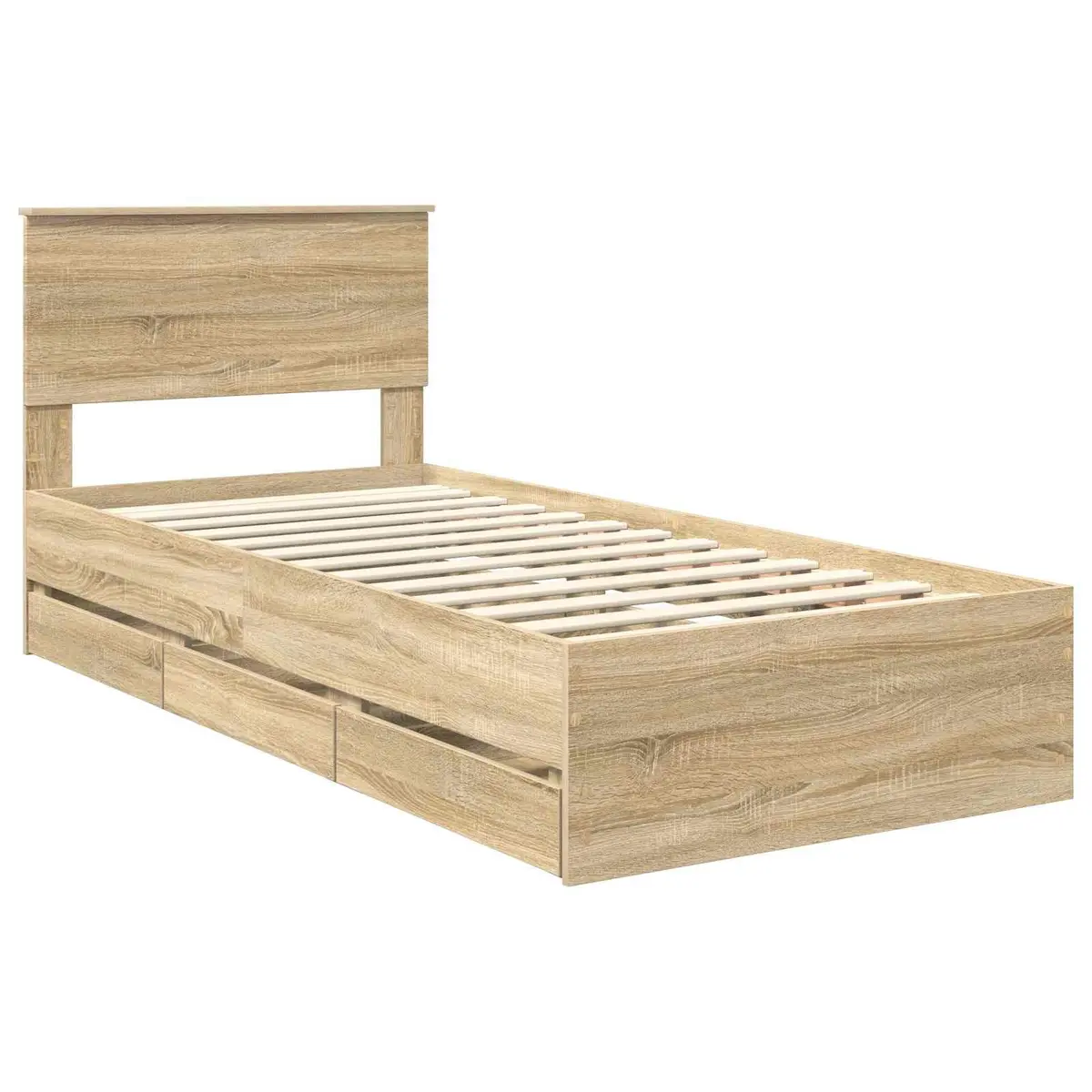 Bed Frame with Storage Drawer Sonoma Oak 90 x 190 cm Engineered Wood Bedroom
