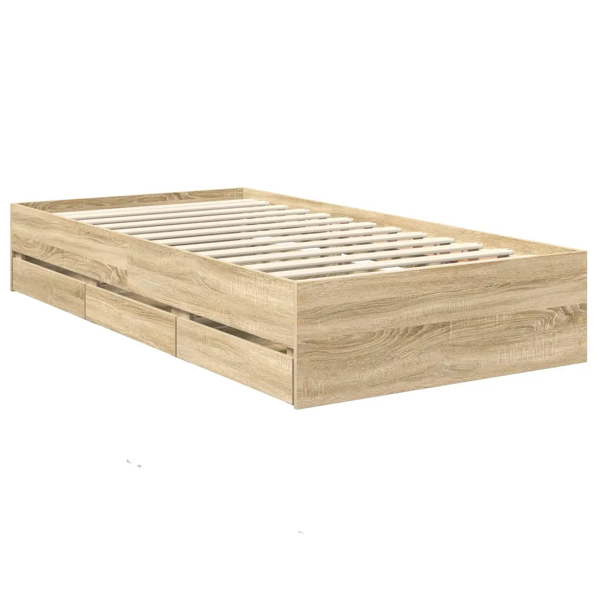 Bed Frame with Storage Drawer Sonoma Oak 90 x 190 cm Engineered Wood Bedroom