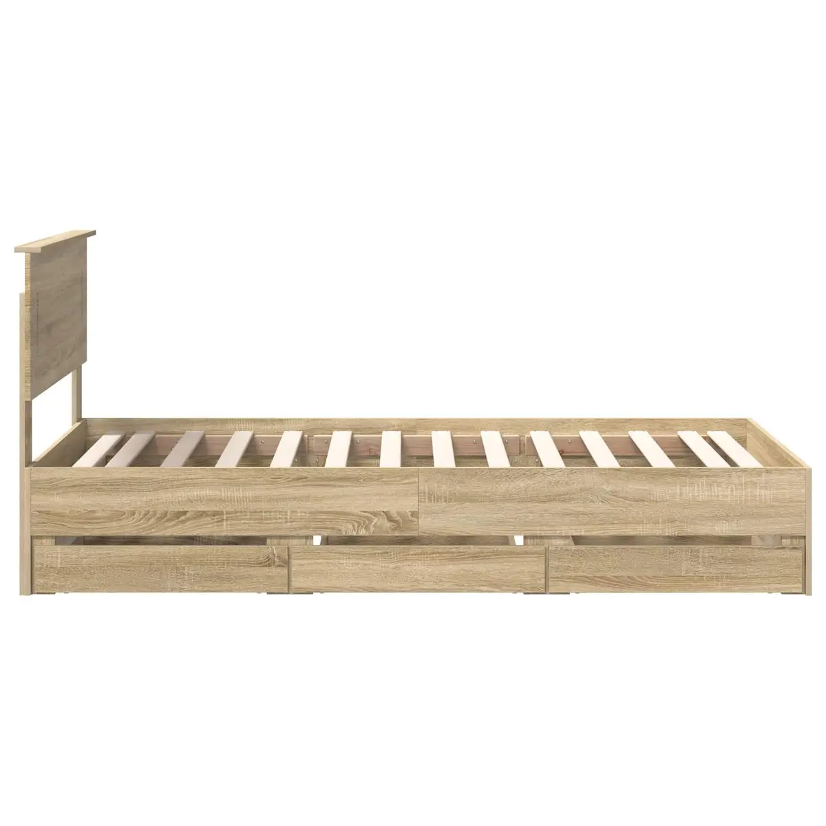 Bed Frame with Storage Drawer Sonoma Oak 90 x 190 cm Engineered Wood Bedroom