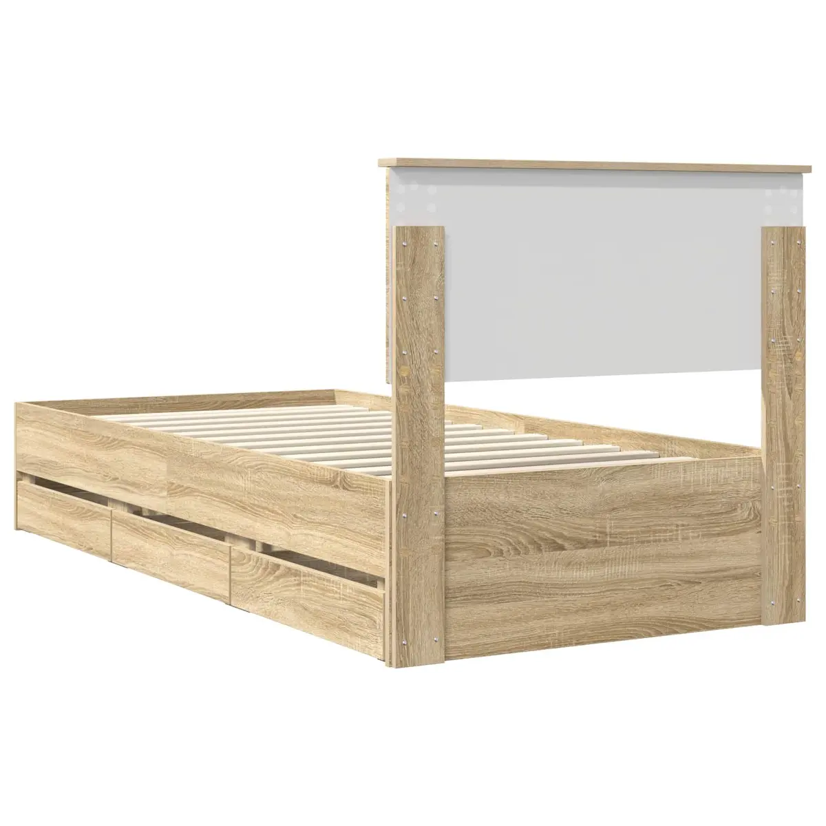 Bed Frame with Storage Drawer Sonoma Oak 90 x 190 cm Engineered Wood Bedroom
