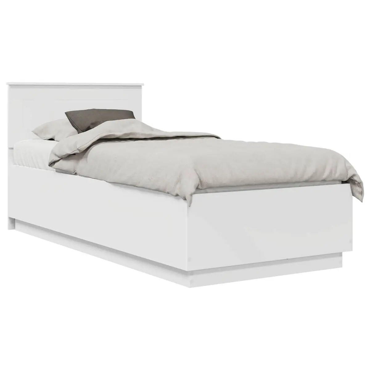 Bed Frame with Headboard Adjustable 90 x 190 cm White Engineered Wood LED Lights USB