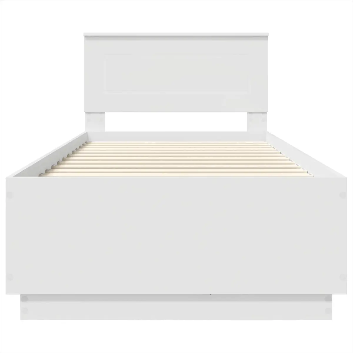 Bed Frame with Headboard Adjustable 90 x 190 cm White Engineered Wood LED Lights USB