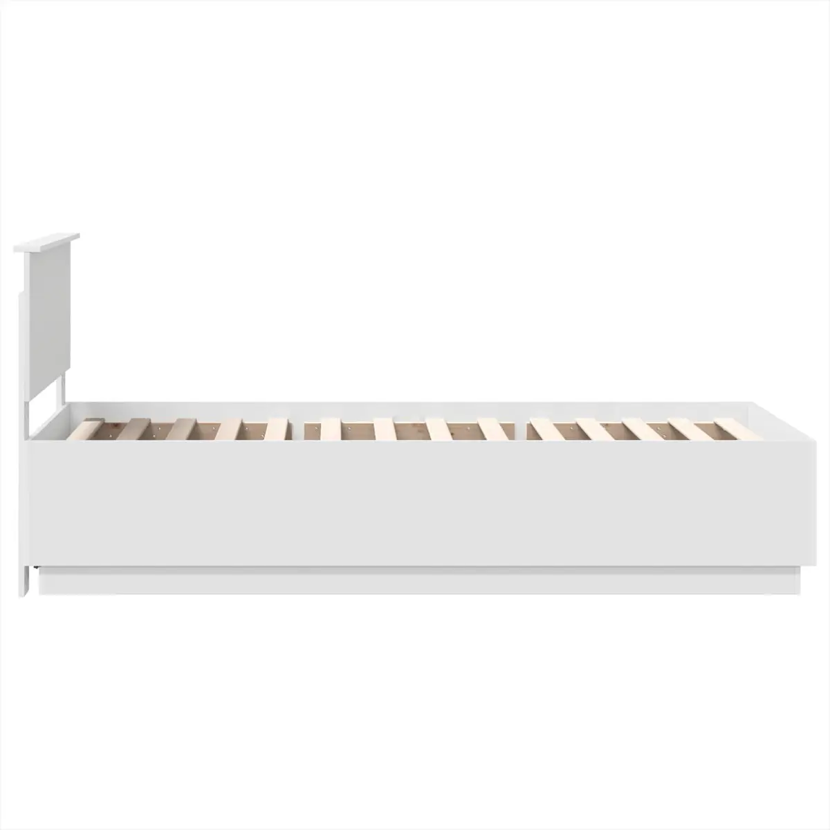 Bed Frame with Headboard Adjustable 90 x 190 cm White Engineered Wood LED Lights USB