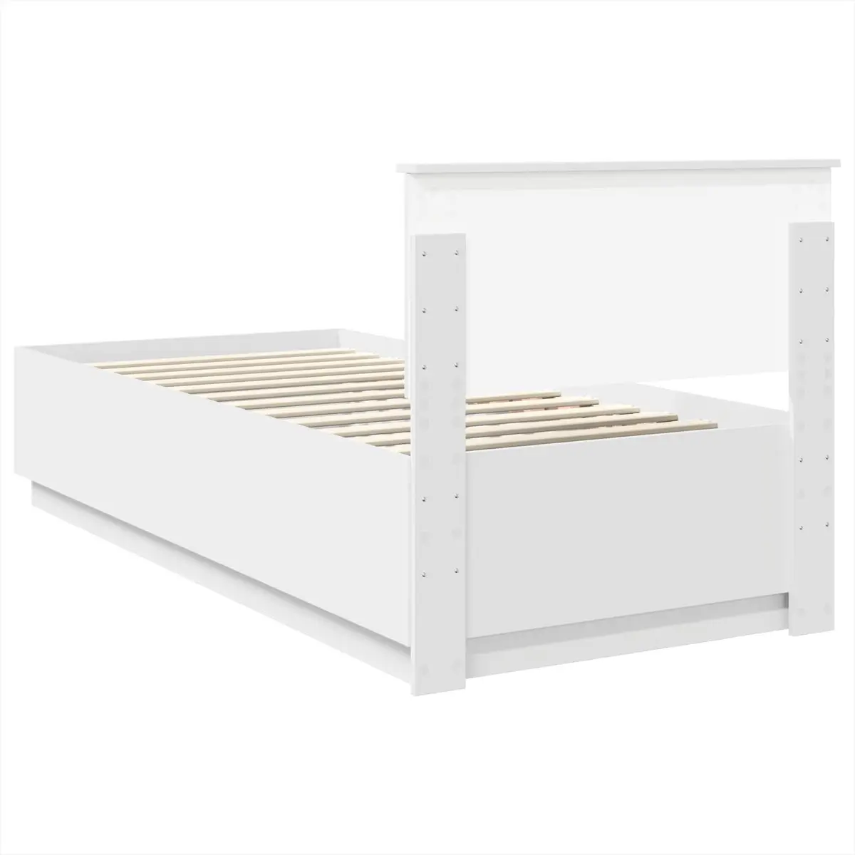 Bed Frame with Headboard Adjustable 90 x 190 cm White Engineered Wood LED Lights USB