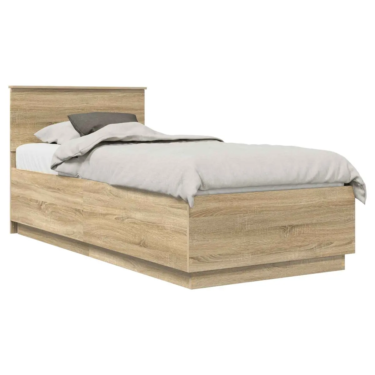 Bed Frame with Headboard Brown 90 x 190 cm Engineered Wood LED USB Charging