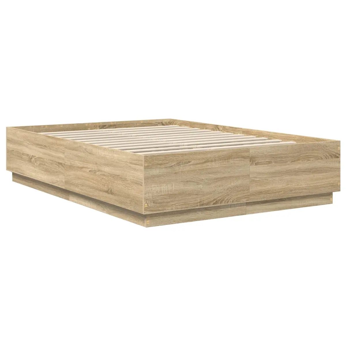 Bed Frame 150 x 200 cm Brown Modern Wall-Mounted Headboard Engineered Wood