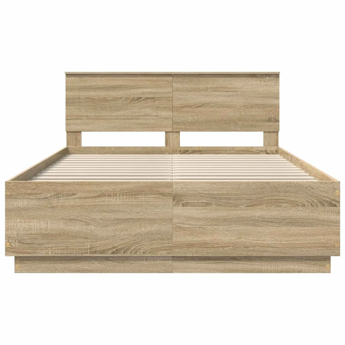 Bed Frame 150 x 200 cm Brown Modern Wall-Mounted Headboard Engineered Wood