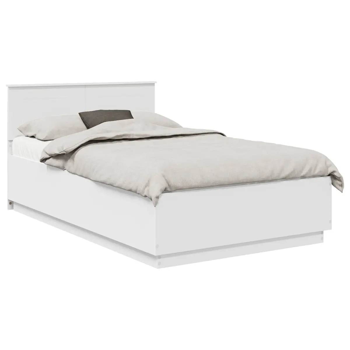 Bed Frame Wall-Mounted Headboard 135 x 190 cm White Modern Bedroom