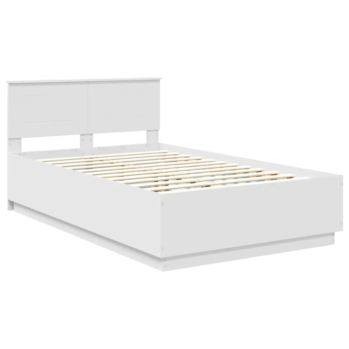 Bed Frame Wall-Mounted Headboard 135 x 190 cm White Modern Bedroom