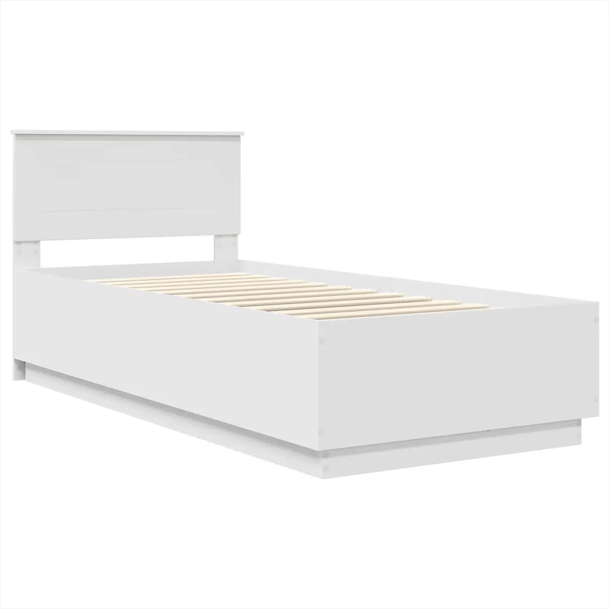 White Bed Frame with Wall-Mounted Headboard