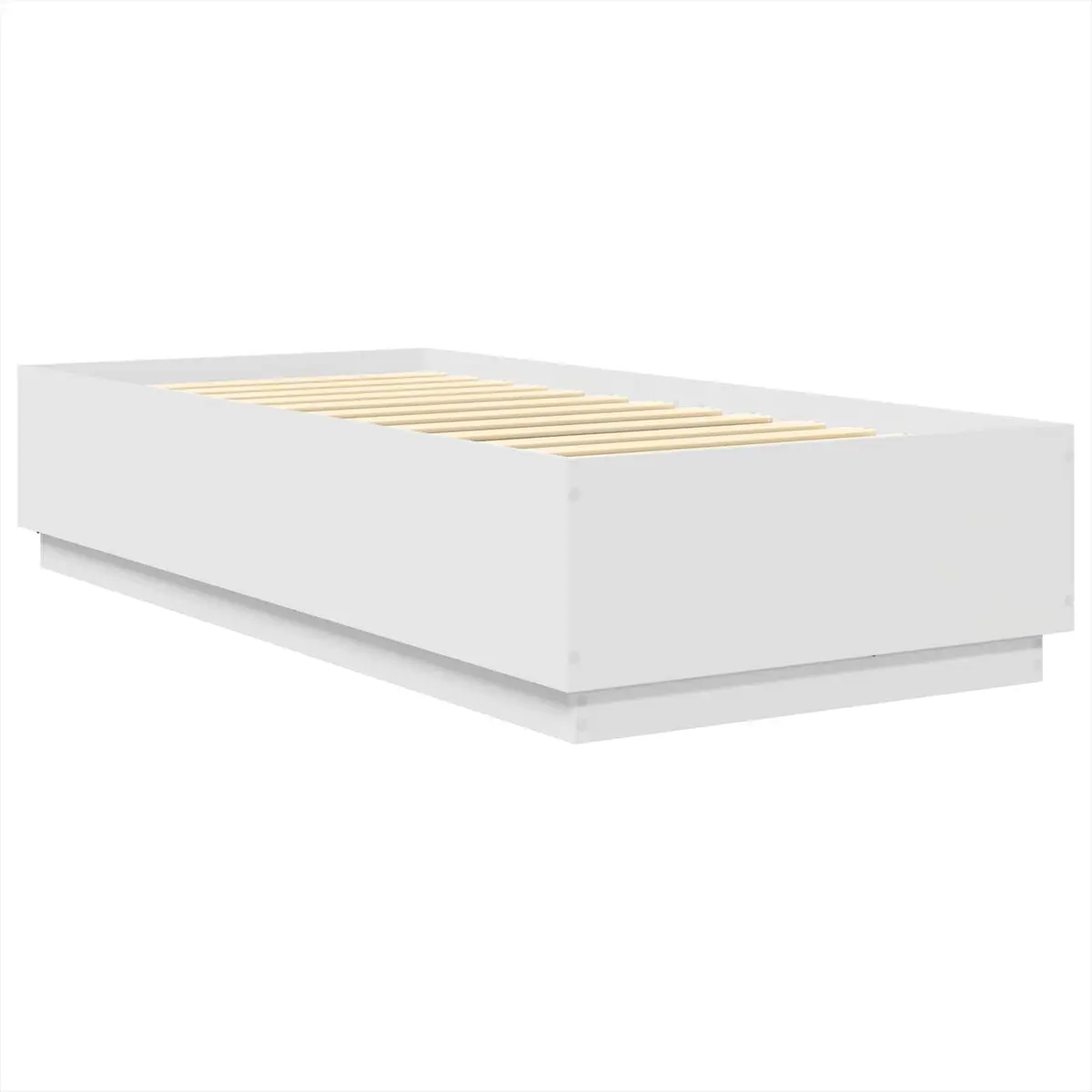 White Bed Frame with Wall-Mounted Headboard