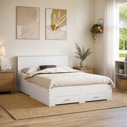Quality White Bed Frame with Headboard 150 x 200 cm