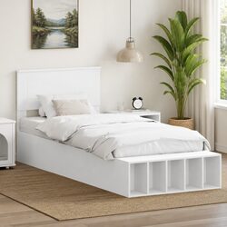 Stylish White Bed Frame with Storage and Comfort Features