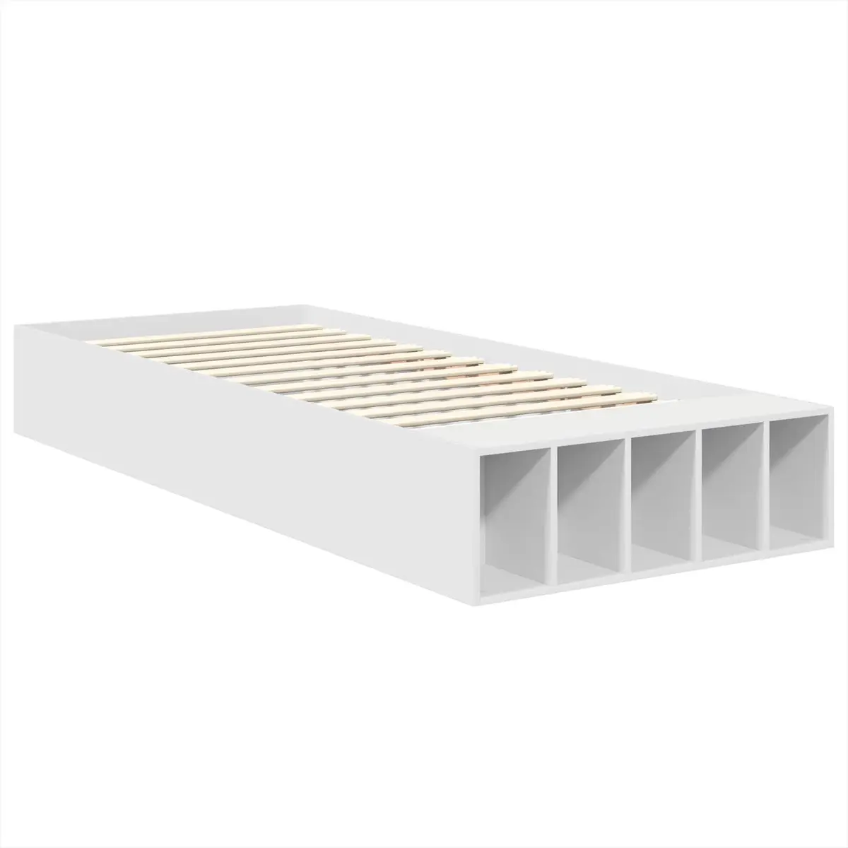 Bed Frame with Shelf White 90 x 190 cm Storage Headboard Adjustable Footboard