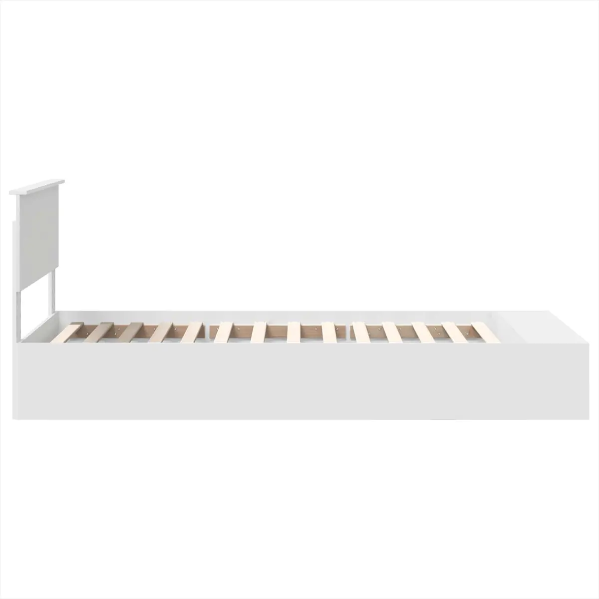 Bed Frame with Shelf White 90 x 190 cm Storage Headboard Adjustable Footboard