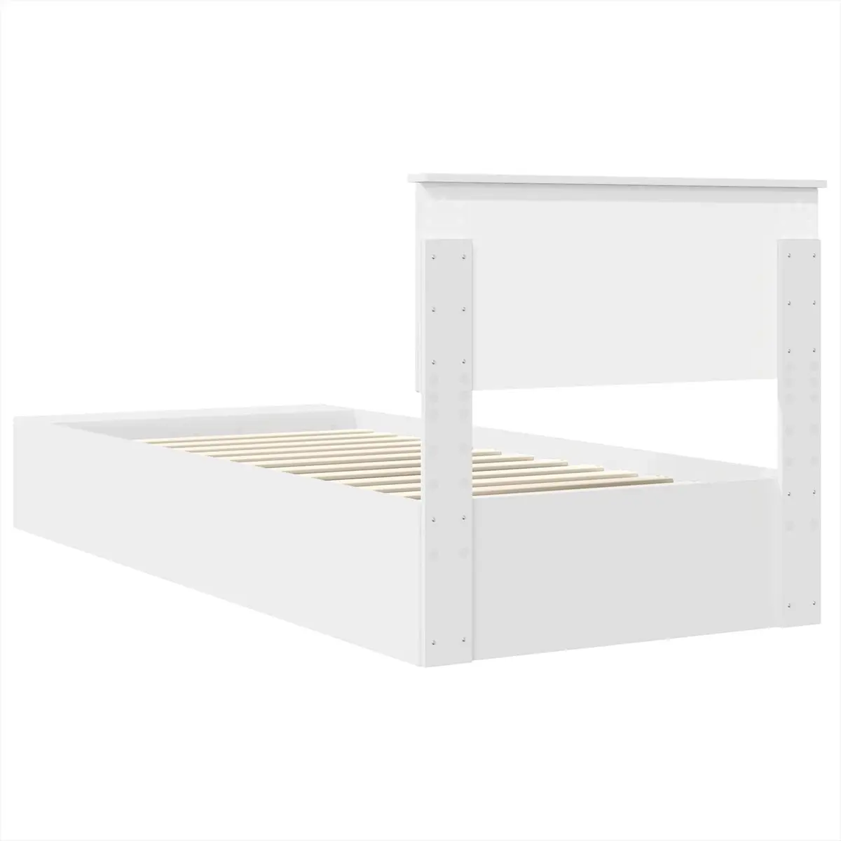 Bed Frame with Shelf White 90 x 190 cm Storage Headboard Adjustable Footboard