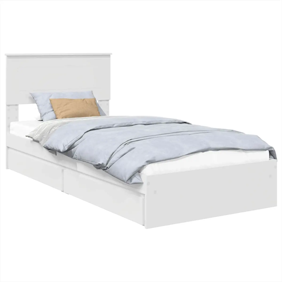 White Storage Bed Frame with Headboard