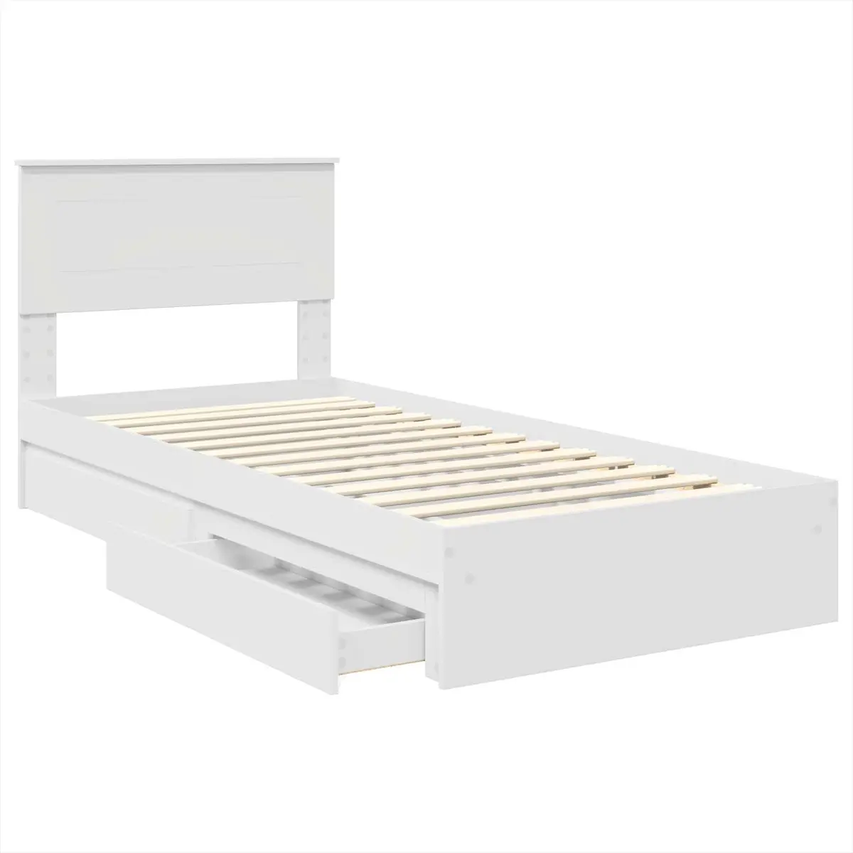 White Storage Bed Frame with Headboard