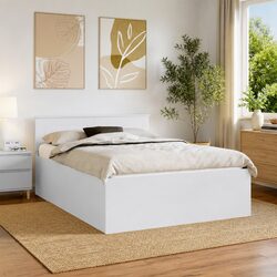 Reliable White Bed Frame with Headboard 150 x 200 cm