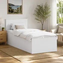 Reliable White Bed Frame with Integrated Headboard - 90 x 190 cm