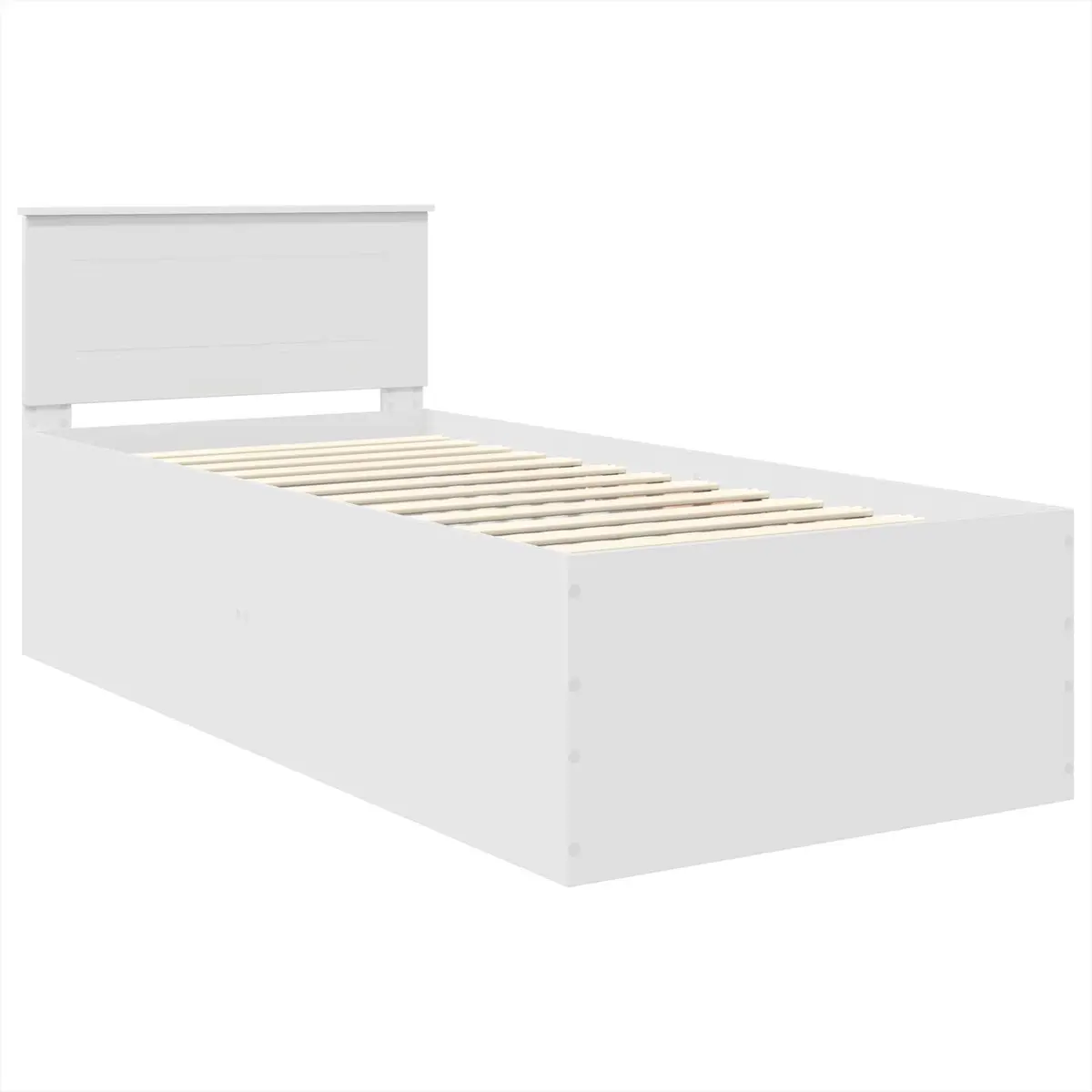 Bed Frame White 90x190cm Engineered Wood with Integrated Headboard for Contemporary Bedroom