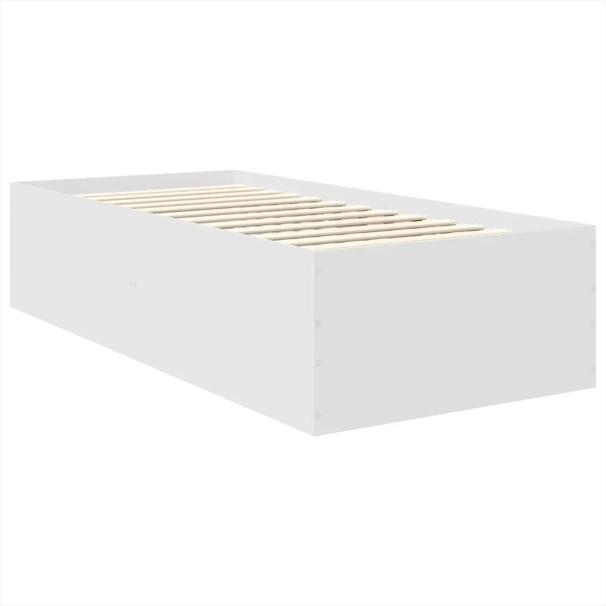 Bed Frame White 90x190cm Engineered Wood with Integrated Headboard for Contemporary Bedroom