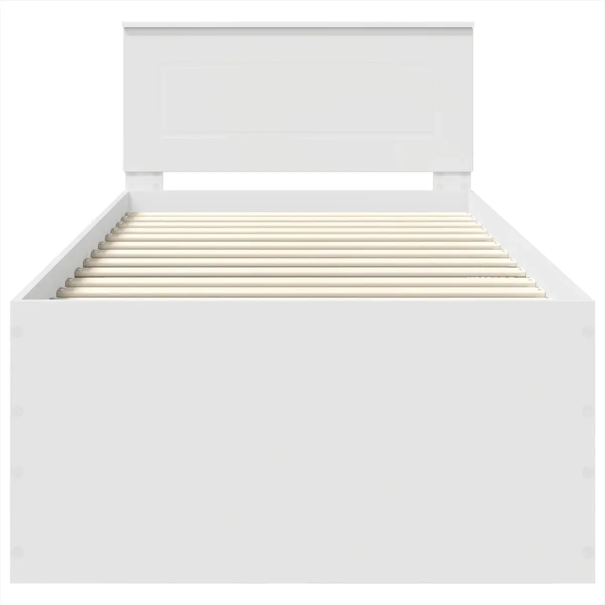 Bed Frame White 90x190cm Engineered Wood with Integrated Headboard for Contemporary Bedroom