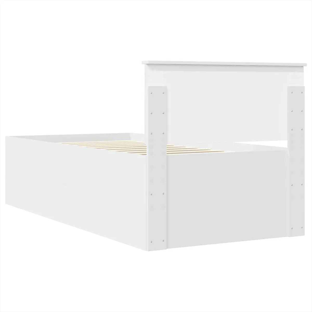 Bed Frame White 90x190cm Engineered Wood with Integrated Headboard for Contemporary Bedroom