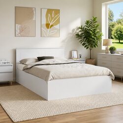 Reliable Bed Frame with Headboard 150 x 200 cm in White