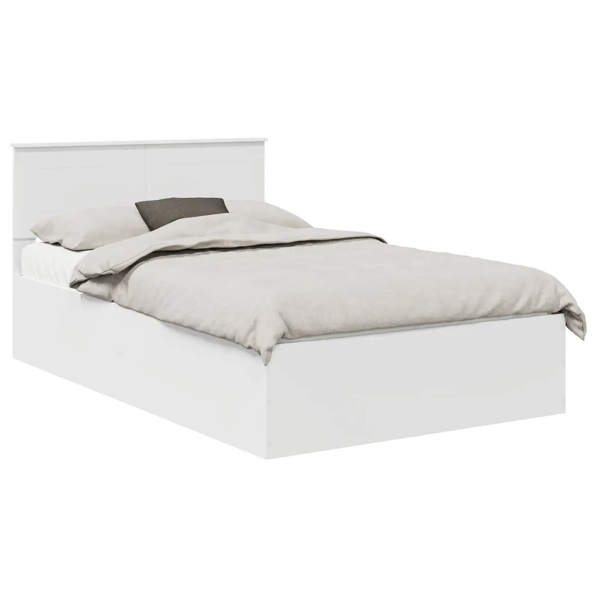 Bed Frame with Headboard in White, 135 x 190 cm