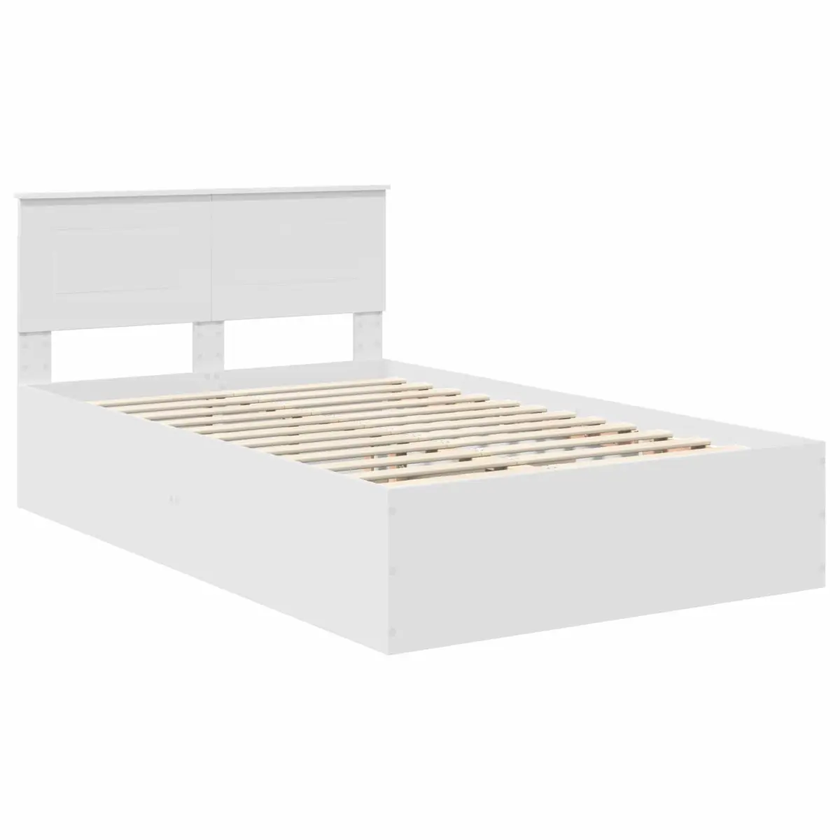 Bed Frame with Headboard in White, 135 x 190 cm