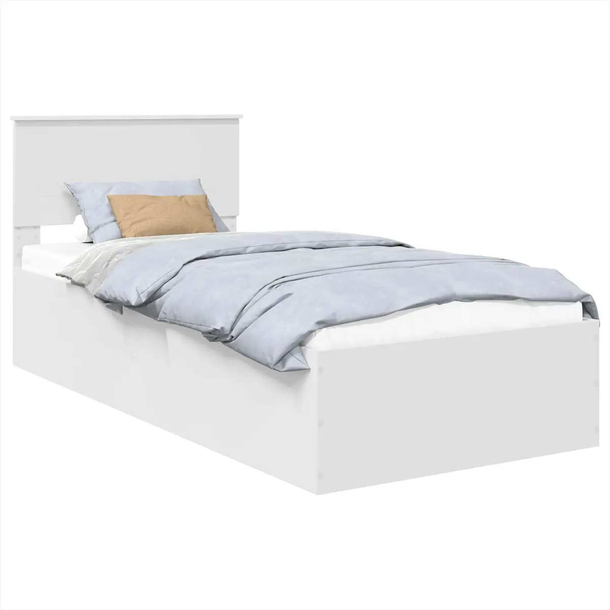 White Bed Frame with Headboard for Comfort
