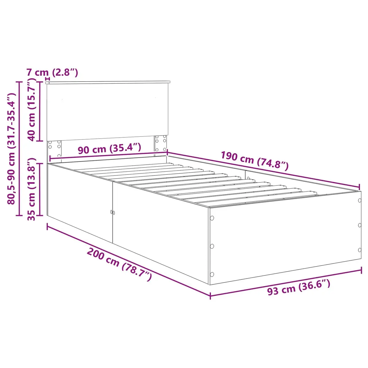 White Bed Frame with Headboard for Comfort