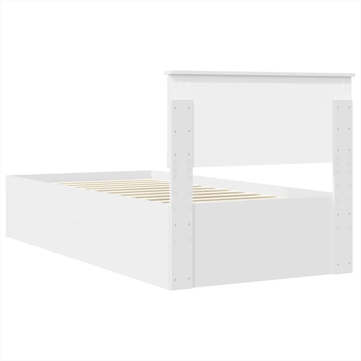 White Bed Frame with Headboard for Comfort