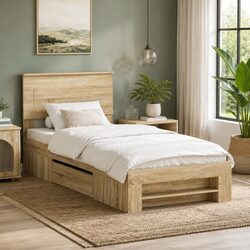Bed Frame with Headboard Modern Design Bedroom Furniture Engineered Wood