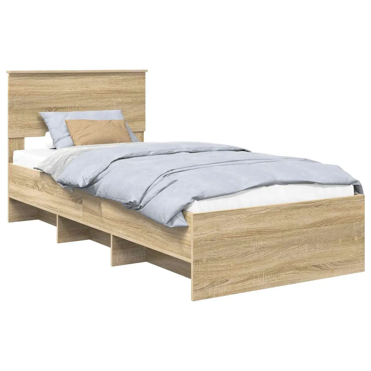 Bed Frame with Headboard Brown 90 x 200 cm Engineered Wood Modern Bedroom
