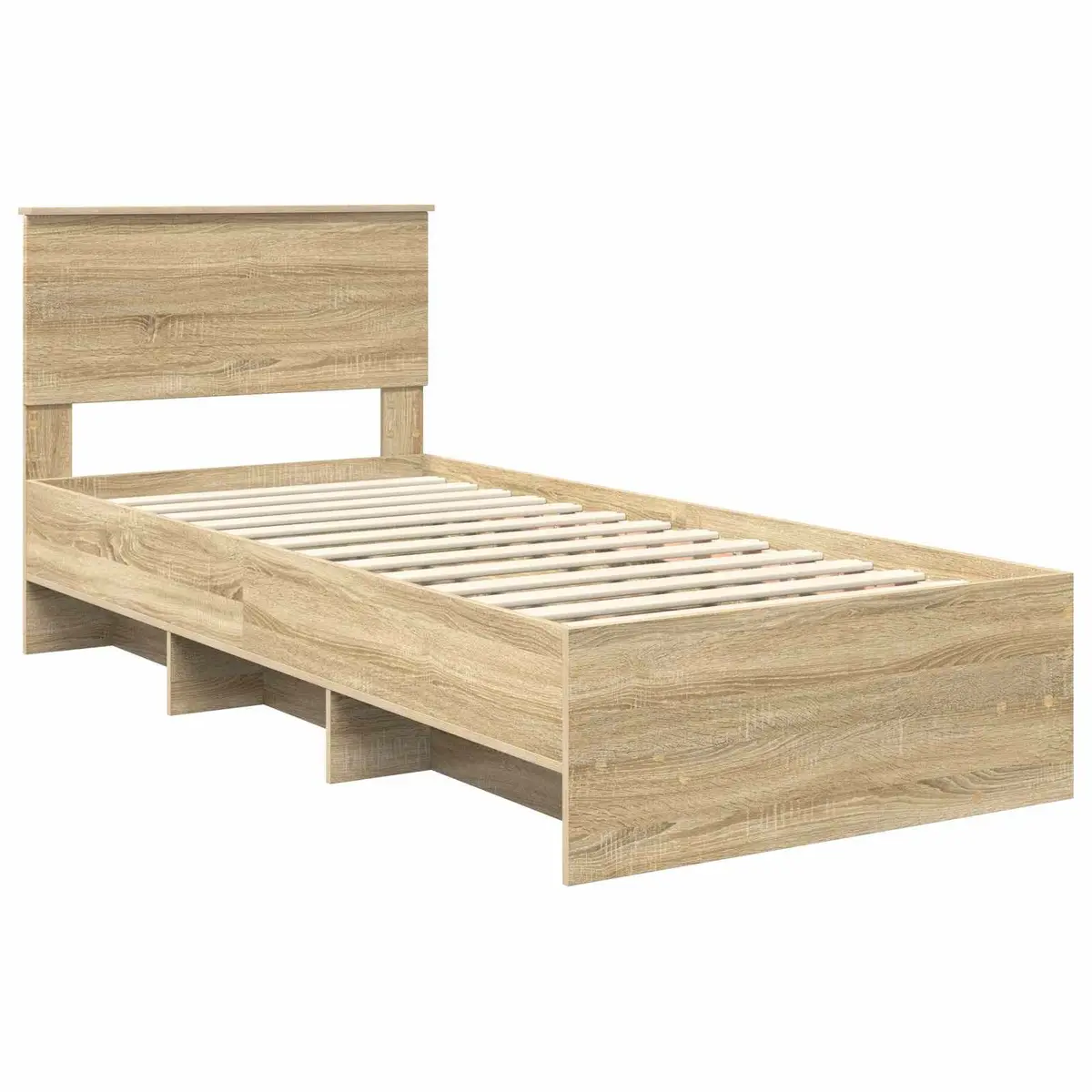 Bed Frame with Headboard Brown 90 x 200 cm Engineered Wood Modern Bedroom