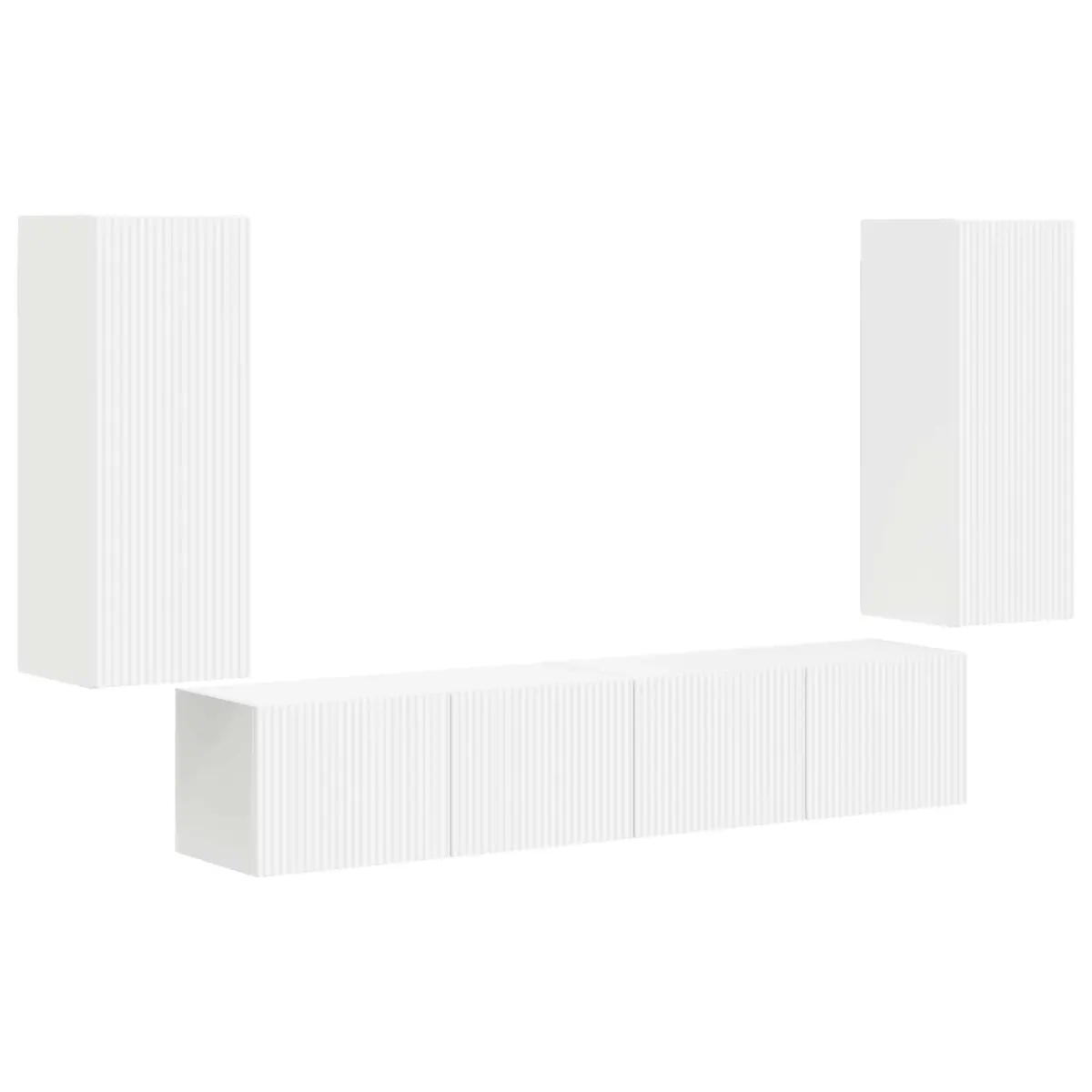4-Piece White TV Wall Cabinet for Storage