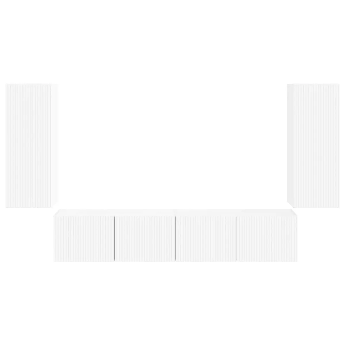 4-Piece White TV Wall Cabinet for Storage