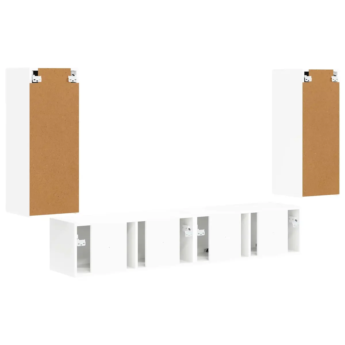 4-Piece White TV Wall Cabinet for Storage