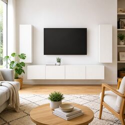 Reliable 4-Piece White TV Wall Cabinet Set for Everyday Use